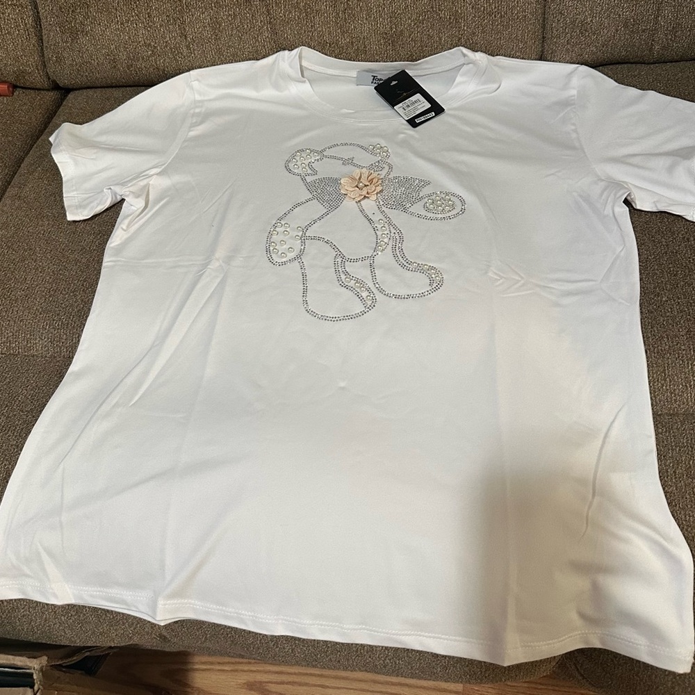 Top Fashion White Short Sleeve Tee Minimalist Art
